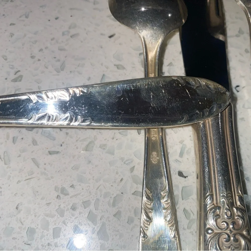6pc Place Setting King Edward SILVERPLATE By National Silver Co.‎ MODERN HOLLOW